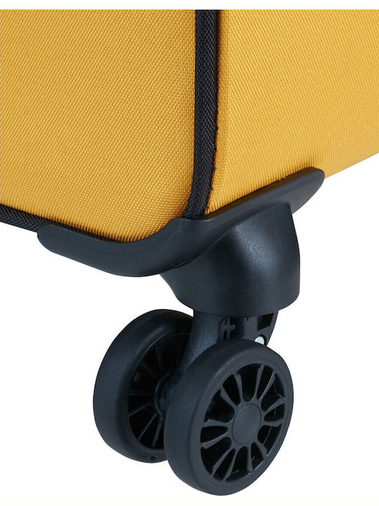 American Tourister Spinner Cabin Fabric Suitcase Black - Yellow With 4 Wheels Height 55cm