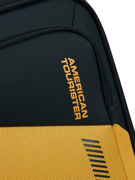American Tourister Spinner Cabin Fabric Suitcase Black - Yellow With 4 Wheels Height 55cm