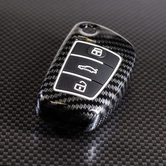 Husă Cheie Premium din Carbon Compatibilă cu Lamele Cheie Audi A1 A3 A4 A6 A8 Q3 Q5 Q7 TT Allroad Luvlu
