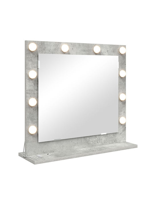 Vidaxl Καθρέφτης Vanity Led Φώτα Γκρι Σκυρόδεμα 60x55x18 Εκ Γκρι
