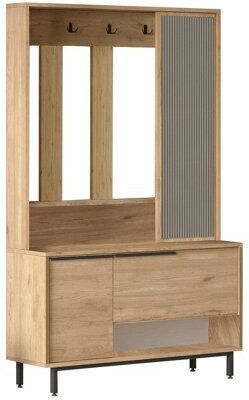 Fertore 110 Mobilier de Intrare cu Oglindă & Cuier Piuliță 112x36x178cm