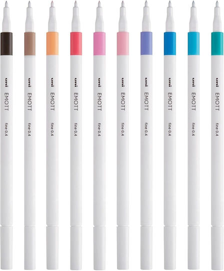 Uni-Ball Emott Zeichenmarker 0.4mm Pastellfarben Dünne Set 10Stück