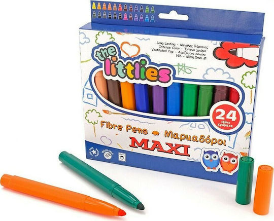 The Littlies Fibre Pens Washable Drawing Markers 5mm Thick Set 24pcs