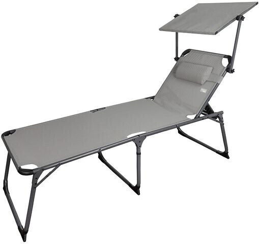 Aktive Beach Sunbed Gray Foldable Aluminum with Shader & Pillow 193x48x67cm