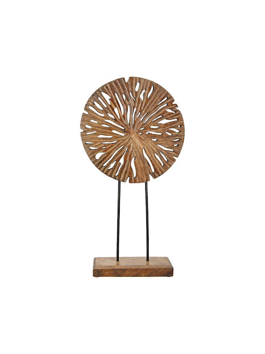 Stand Relief Round Disk Mango Ξύλο Μαύρο Brown Pu 24x8x47cm
