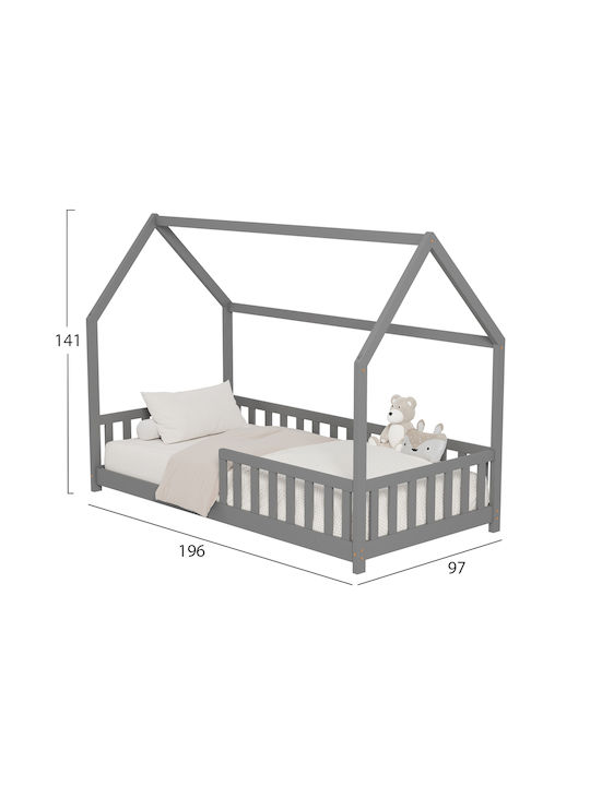 Phyllis Kids Bed Montessori Single Gray for Mattress 90x190cm