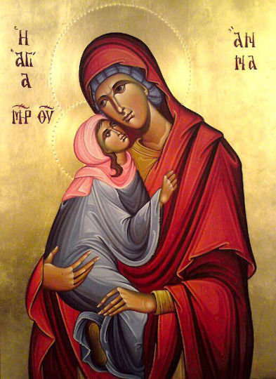 Saint Anna Stone Icon - 16x30cm - Rectangular - Glossy