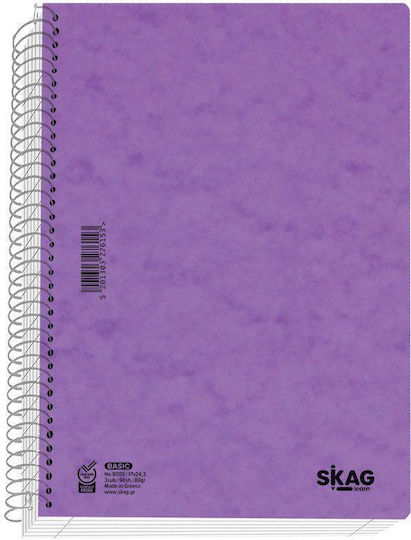 Skag Σπιράλ Τετράδιο Ριγέ Α4 3 Θεμάτων BASIC Γαλάζιο