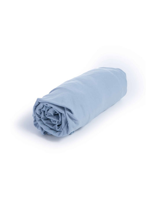 Nef-Nef Homeware Sheet Super-Double with Elastic 160x200+30cm. Jersey L.blue