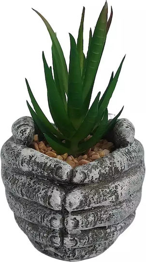 Künstliche dekorative Aloe im Topf Umarmende Hand