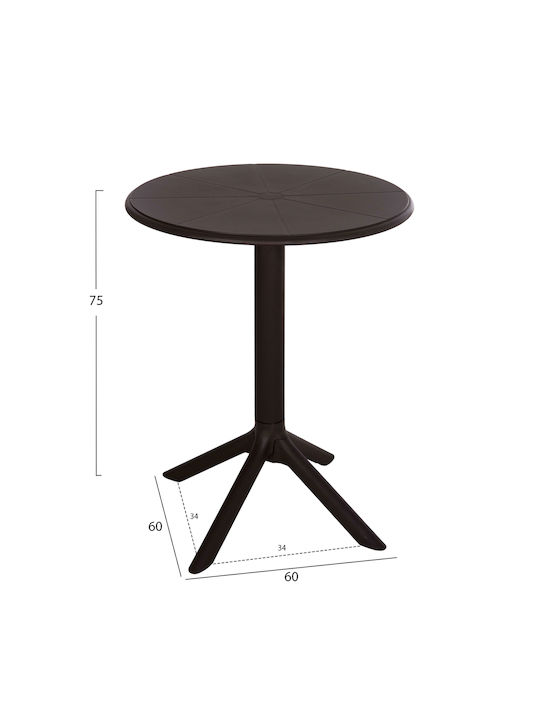 Tisch Zusammenklappbar Terrin Brown 60x60x75cm