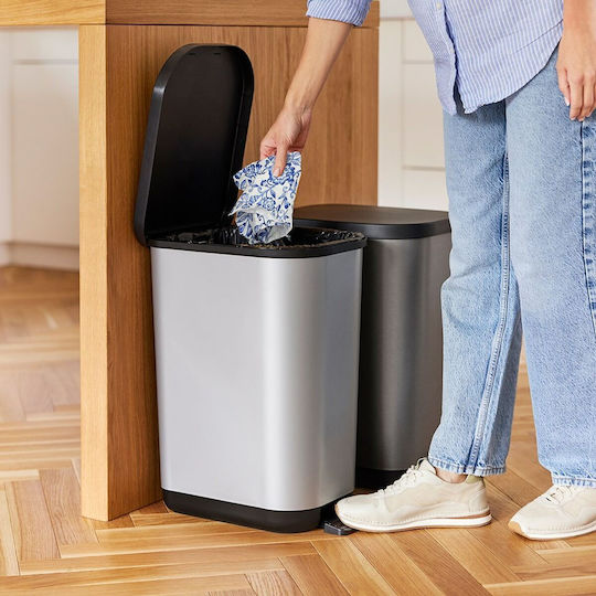 Rotho Babydesign Кошче Ribo за Боклук Метално с Педал Сребристо 35л