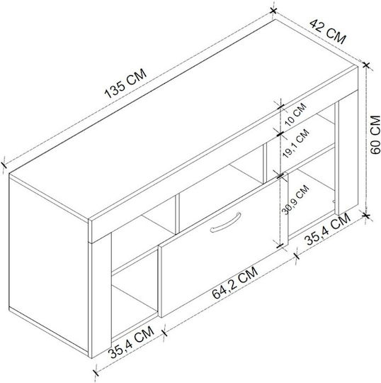 Stand TV Midili Nucă Fumurie L135xA42xÎ60,7cm