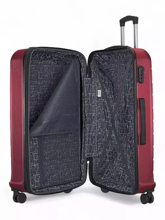 RCM Large Hard Burgundy Suitcase with 4 Wheels Height 75cm