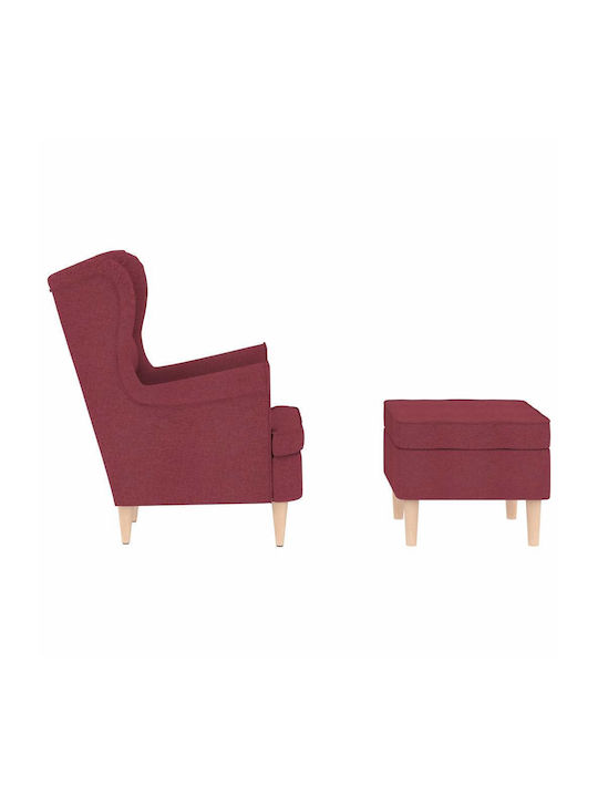 Bergère cu Puf Bordeaux, Red 74x84x100cm