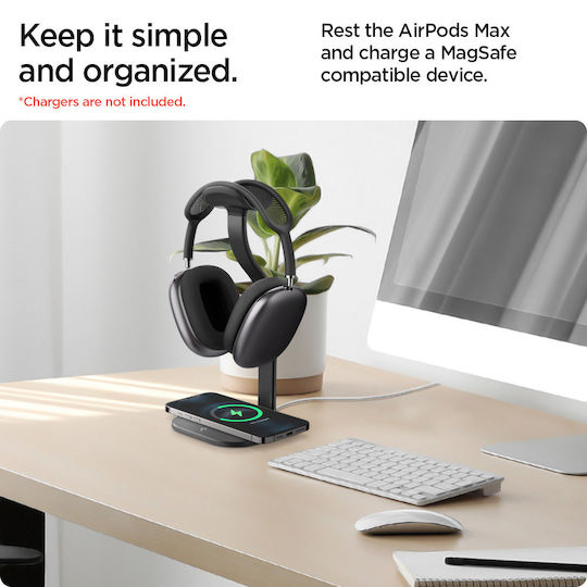 Spigen Sgp Aluminum S380 2-in-1 Desktop Charging Stand for Apple Airpods Max Headphones Wireless Charger Slot Black Amp02818