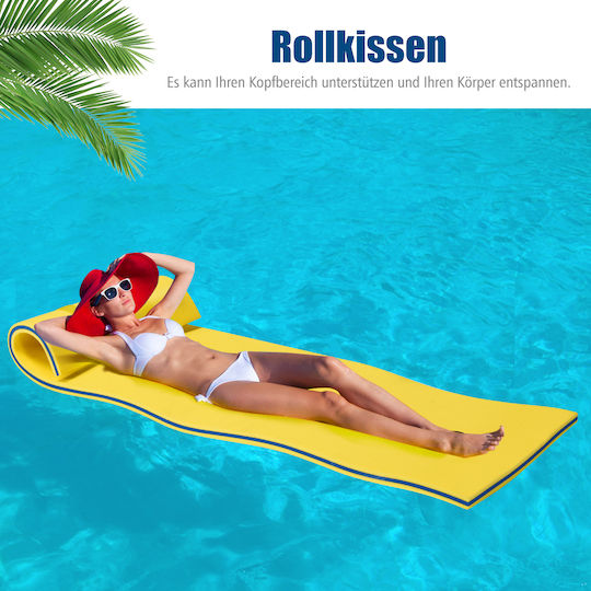 Costway Kids' Inflatable Pool Mattress Yellow 220x90cm