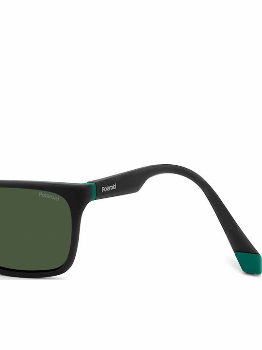 Polaroid Unisex Sunglasses With Black Horn-Rimmed Frame And Green Polarized Lens PLD2141/S 3OL/UC