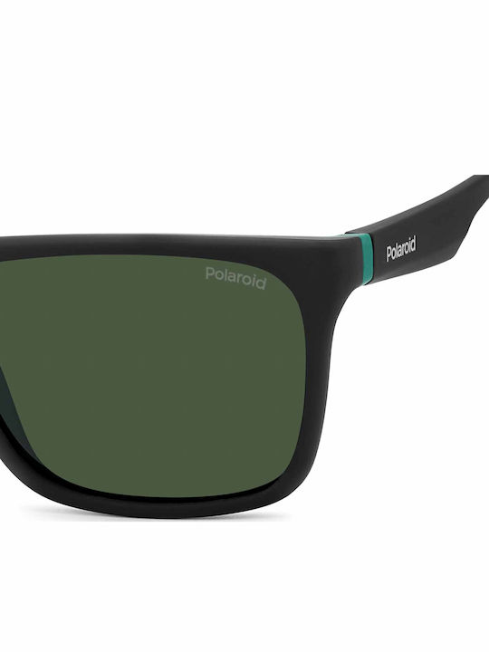 Polaroid Unisex Sunglasses With Black Horn-Rimmed Frame And Green Polarized Lens PLD2141/S 3OL/UC