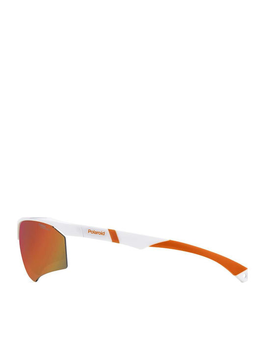 Polaroid Unisex Ochelari de soare cu Alb Cadru și Portocaliu Polarized Oglindă Lentilă PLD7055/S VK6/BG