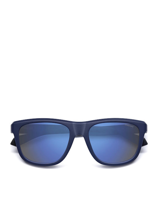 Polaroid Men's Sunglasses with Navy Blue Plastic Frame and Blue Mirror Lens PLD2163/S FLL/5X