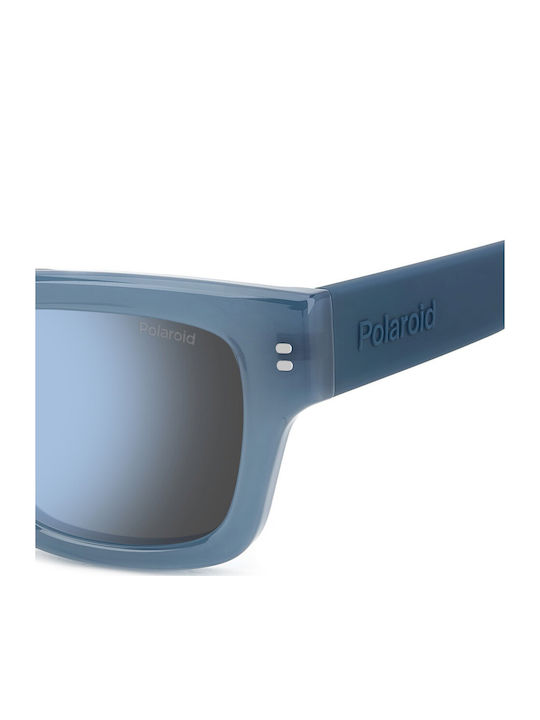 Polaroid Unisex Sunglasses with Blue Plastic Frame and Blue Mirror Lens pld6238/s/x MVU/5X