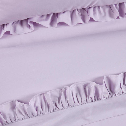 Das Home Set Duvet Cover Daily Cotton 220x240cm Double With 2 Lilac Pillowcases