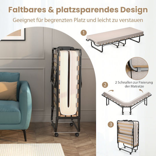 Pat Pliant Cu Saltea Single Bej 200x90x41cm