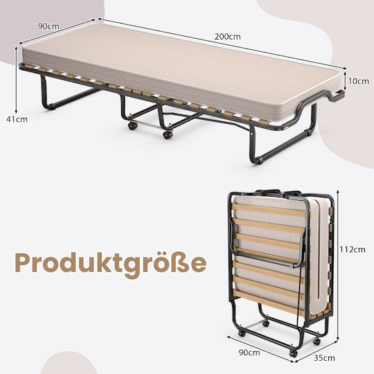 Pat Pliant Cu Saltea Single Bej 200x90x41cm