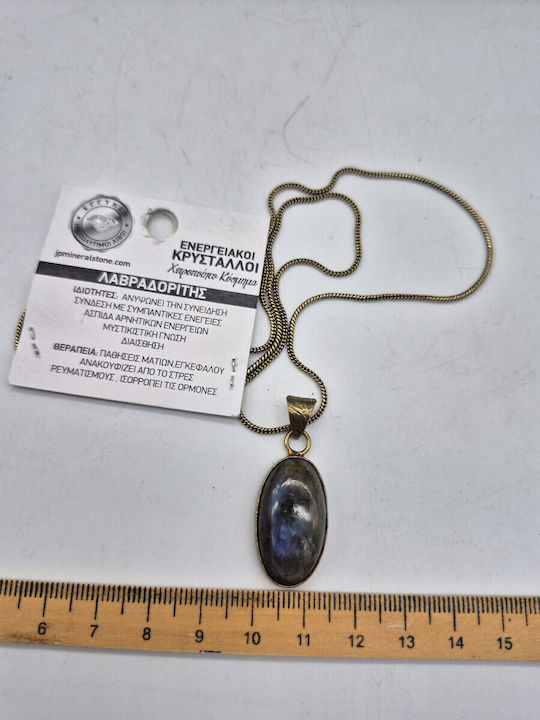 Brass Chain Necklace Approximately 24 cm Labradorite