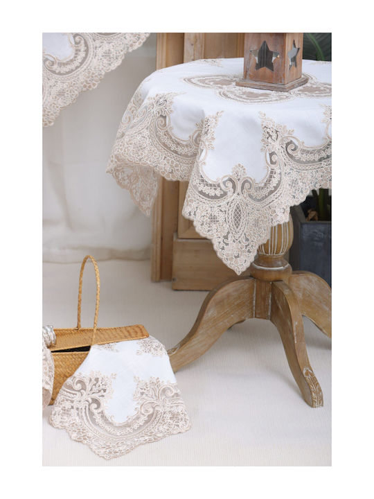 Liolios Home Runner Linen with Embroidery Pls-7b027 Lt Coffee 40x160cm