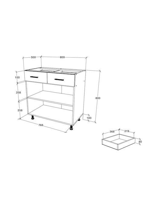 cu Blat de Lucru Anthracite/white 80x50x80buc