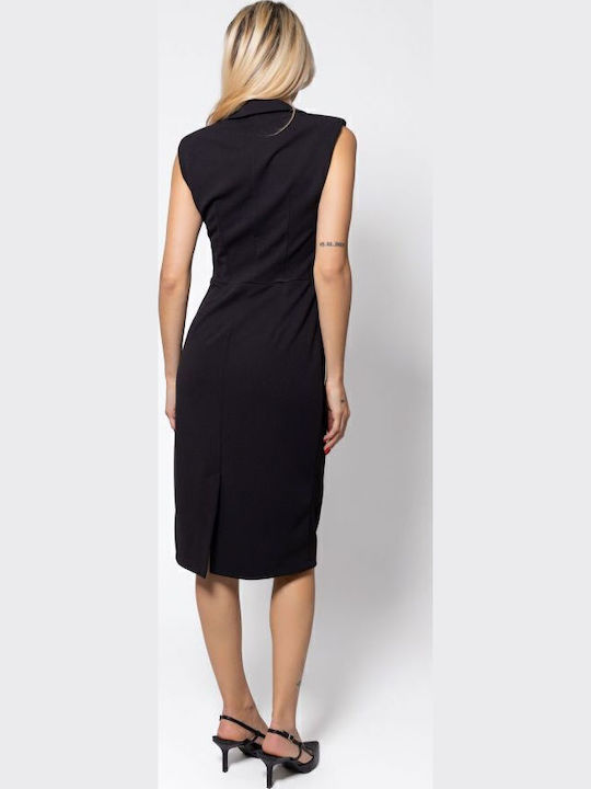 Midi Dress Sleeveless with Tearing Black