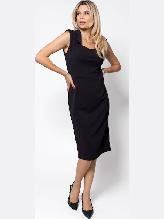 Midi Dress Sleeveless with Tearing Black