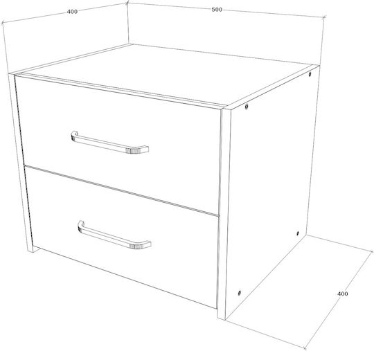 Noptiere Malmo Metalice Albe 2buc 40x50x40cm