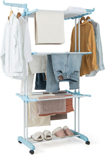 Costway Folding Floor Clothes Drying Rack Metallic with Wheels 127x63cm