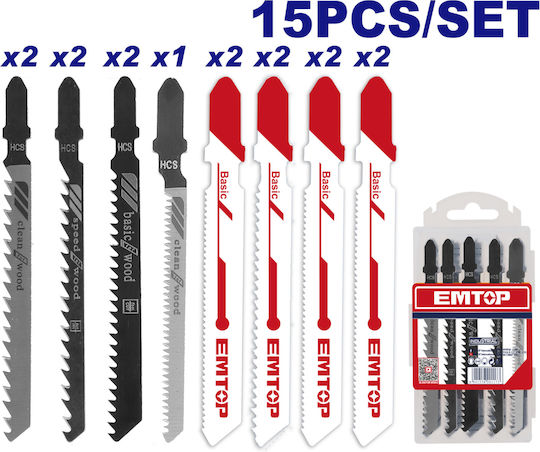 Set de lame pentru fierăstrău pendular, 15 bucăți, Ejsbt1501 Emtop