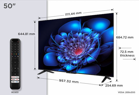 TCL Smart Television 50" 4K UHD LED P69K HDR (2025)