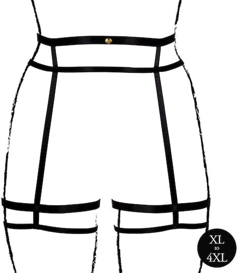 Double Strap Garter Belt Adjustable Sliders Plus Size Black