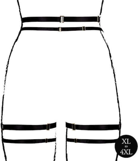 Double Strap Garter Belt Adjustable Sliders Plus Size Black