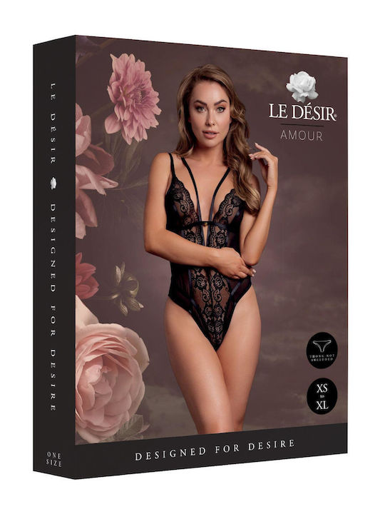 Wireless Lace Bodysuit Adjustable Sliders One Size Black