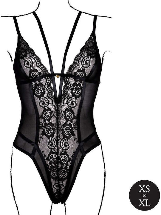 Wireless Lace Bodysuit Adjustable Sliders One Size Black