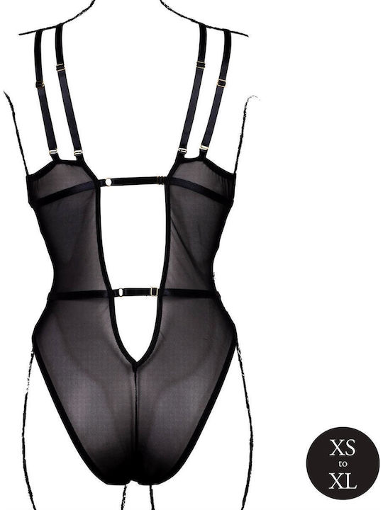 Wireless Lace Bodysuit Adjustable Sliders One Size Black
