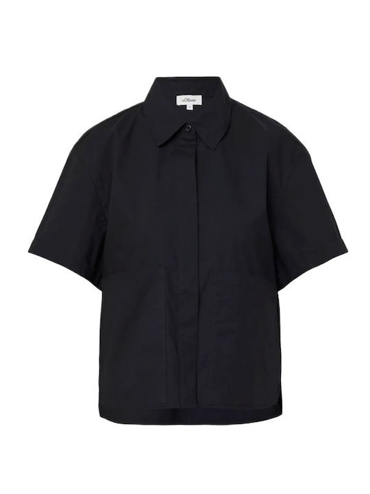 Kurzärmelig Damen Hemd Black