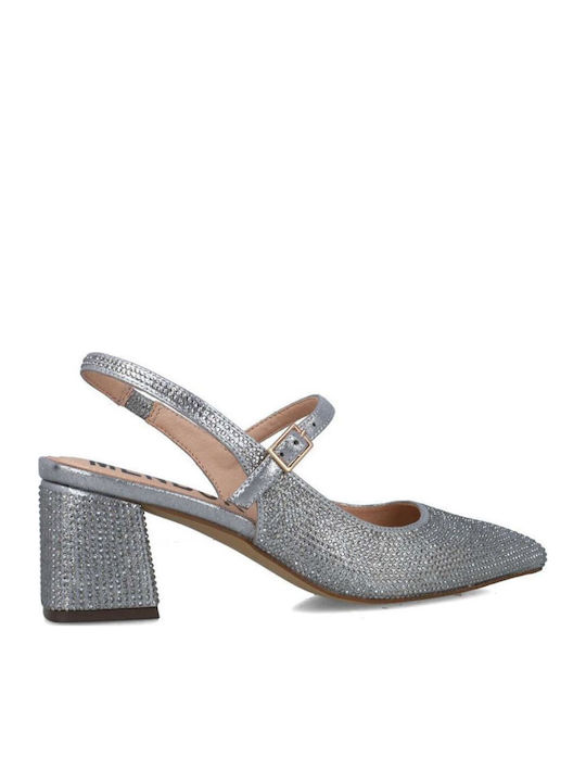 Pumps mit flachem Absatz Silber