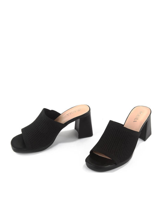 Mules with High Heel in Black Color