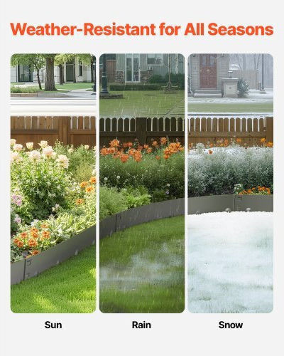 Vevor Metal Garden Hedge in Gray Color 15.6x99cm 5 Pieces