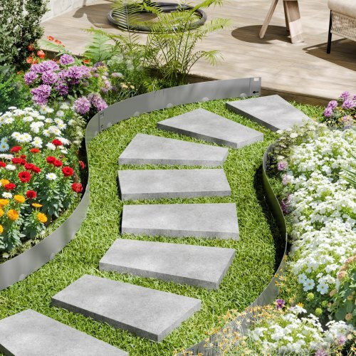 Vevor Metal Garden Hedge in Gray Color 15.6x99cm 5 Pieces
