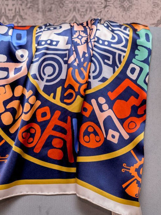Kalfas Luxury Silk Γυναικείο Μεταξωτό Φουλάρι Πολύχρωμο