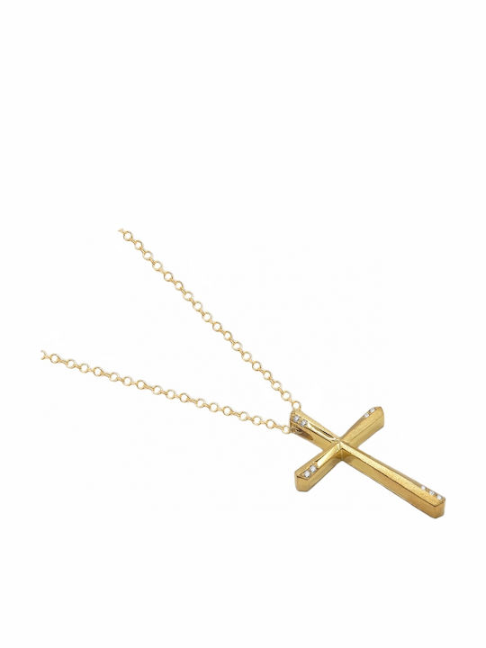 Polytimo Women's Gold Cross 14K with Chain